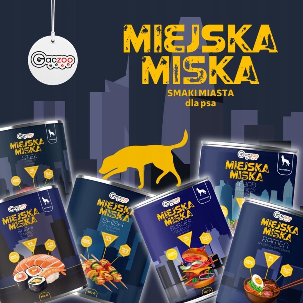Gaczoo Miejska Miska karma mokra dla psa Burger wołowy Style 800g